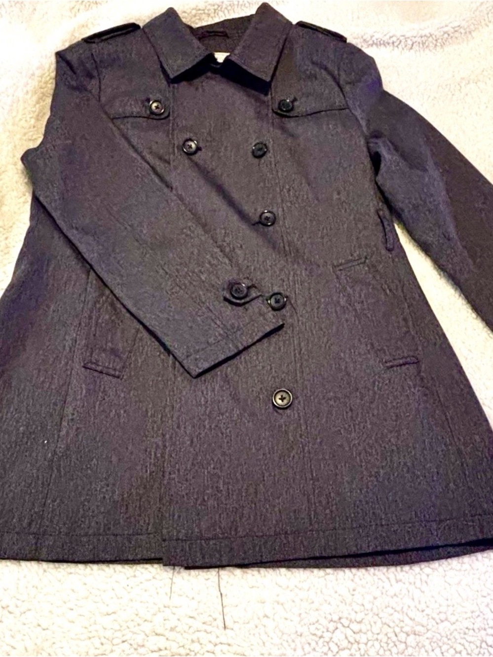 GH Bass & Co Classic Black Double-Breasted Women's Peacoat - missing belt